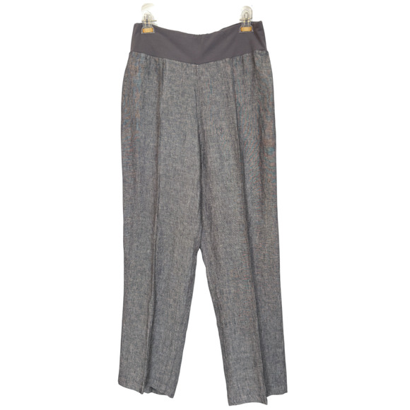 Coldwater Creek Gauzy Linen Pants 12 Mocha Pull-On Minimalist Lagenlook Capsule - Picture 7 of 9